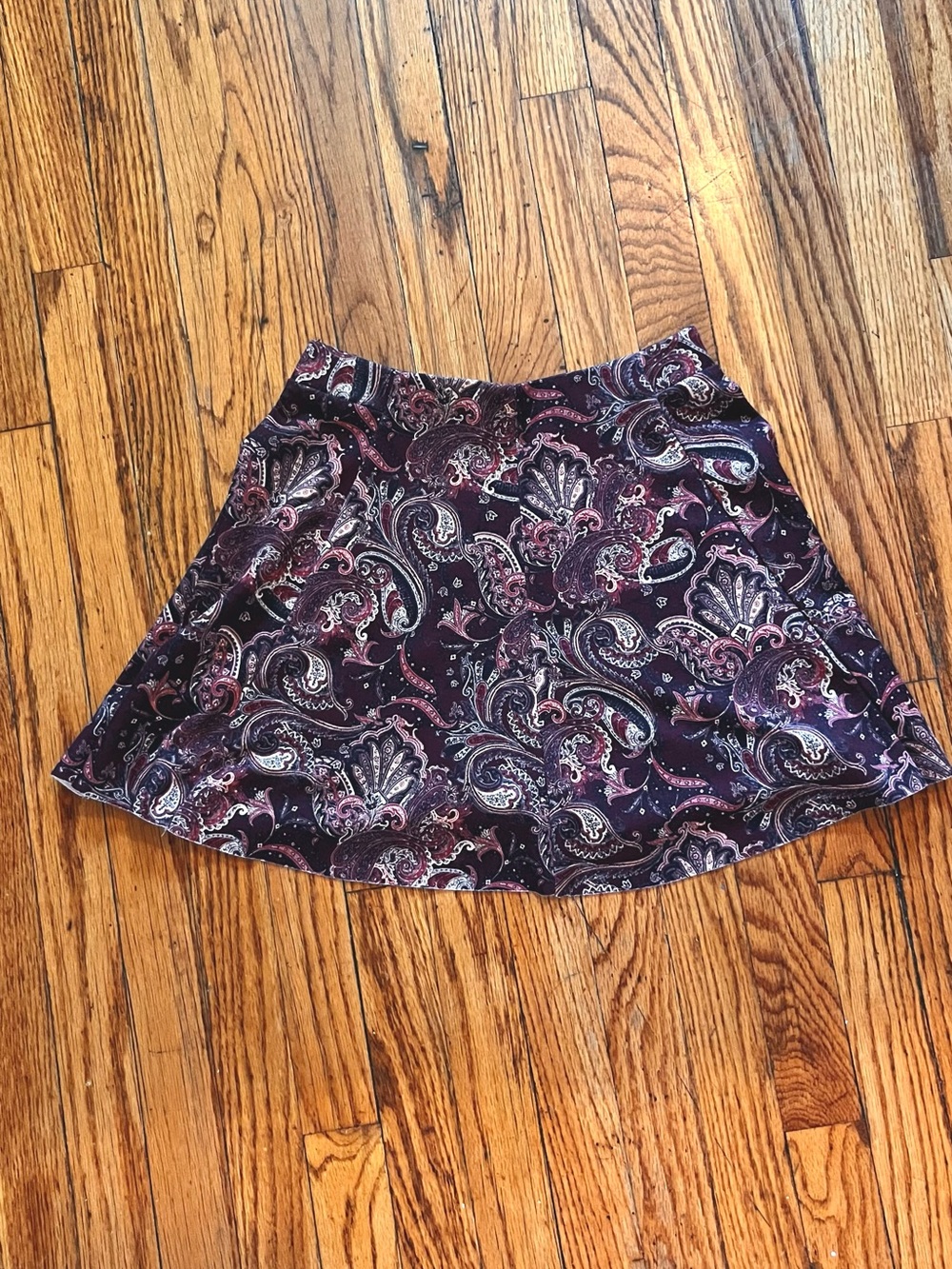 Bershka Purple Paisley Skater Skirt with Pink & Cream Accents
